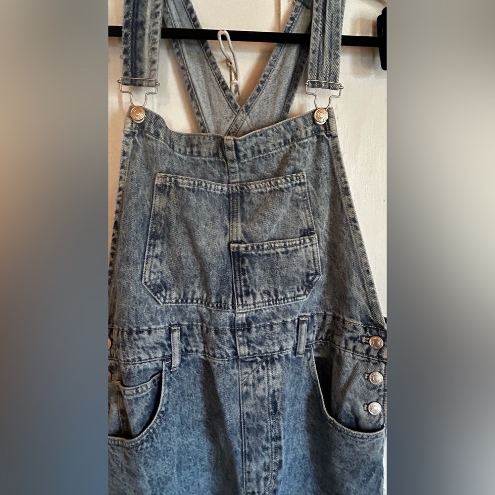 Free People “Ziggy” Cotton Denim overalls size large BNWT - Picture 6 of 8